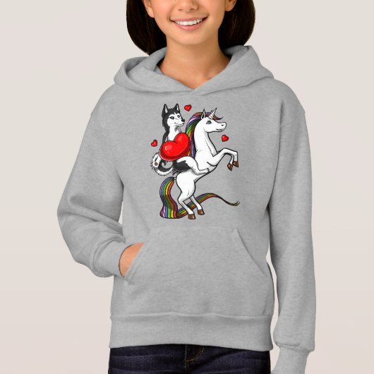Lustiges Husky-HundereitEinhorn Hoodie (Vorderseite)
