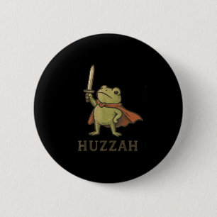 Lustiges Huzzah-Frosch-Shirt, Vintage-Kröten-Ritte Button
