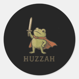 Lustiges Huzzah-Frosch-Shirt, Vintage-Kröten-Ritte Runder Aufkleber