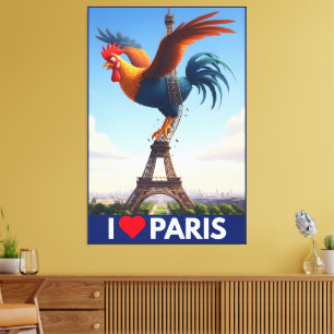 Lustiges "Ich liebe Paris" Leinwanddruck