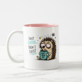 Lustiges Igel-Kaffee-Liebhaber-Design  Zweifarbige Tasse