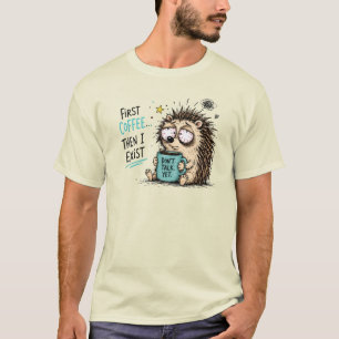 Lustiges Igel-Kaffeeliebhaber-Design T-Shirt