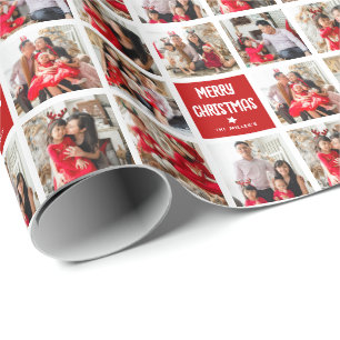 Lustiges individuelles 8 x Fotogitter Frohe Weihna Geschenkpapier