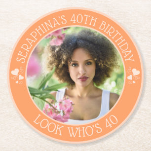 Lustiges individuelles Foto - Partygeschenk zum 40 Runder Pappuntersetzer