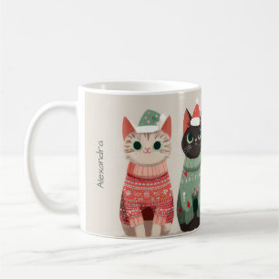 Lustiges individuelles Weihnachts-Winter-Katze-Des Kaffeetasse