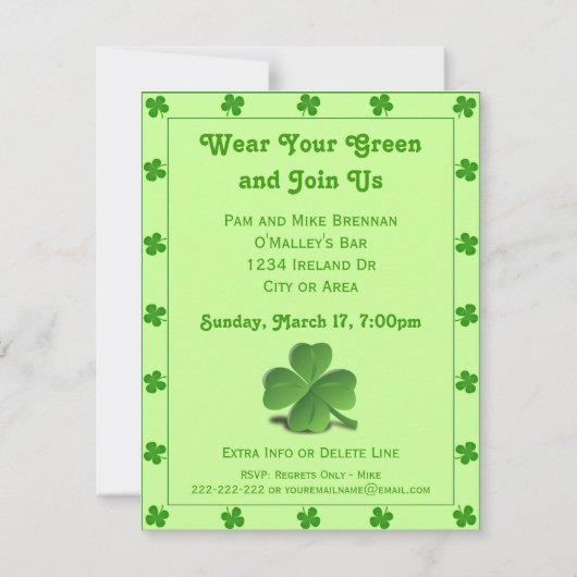 Lustiges irisches einladung (Rückseite)