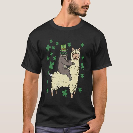 Lustiges Irisches Faultier Llama-Shirt St. Patrick T-Shirt (Vorderseite)