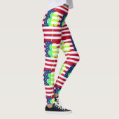 Lustiges irisches Kleeblatt-amerikanische Flagge Leggings (Rechts)