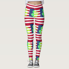 Lustiges irisches Kleeblatt-amerikanische Flagge Leggings