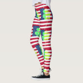 Lustiges irisches Kleeblatt-amerikanische Flagge Leggings (Links)