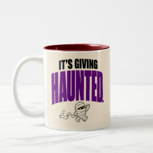 Lustiges It's Giving Haunted Retro-Mumien-Hallowee Zweifarbige Tasse