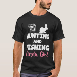 Lustiges Jagd- und Angel-Mädchen fischt Hasen drau T-Shirt