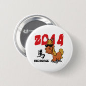 Lustiges Jahr des Pferds 2014 Button (Vorne & Hinten)