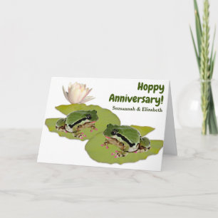 Lustiges Jahrestag- Weibliches Froschpaar Seerosen Karte