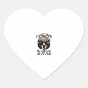 Lustiges Jesus Bigfoot Vintage Christliches T-Shir Herz-Aufkleber