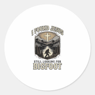 Lustiges Jesus Bigfoot Vintage Christliches T-Shir Runder Aufkleber