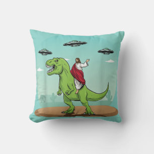 Lustiges Jesus-Dinosaur-UFO-Wurfkissen Humor Kissen