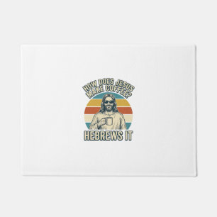Lustiges Jesus Kaffee Vintage Gravur Shirt Design_ Fußmatte