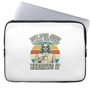 Lustiges Jesus Kaffee Vintage Gravur Shirt Design_ Laptopschutzhülle