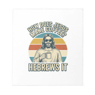 Lustiges Jesus Kaffee Vintage Gravur Shirt Design_ Notizblock