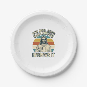 Lustiges Jesus Kaffee Vintage Gravur Shirt Design_ Pappteller
