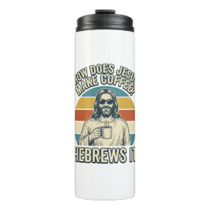 Lustiges Jesus Kaffee Vintage Gravur Shirt Design_ Thermosbecher