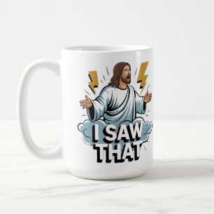 Lustiges Jesus-Meme-Zitat Ich sah das christliche Kaffeetasse