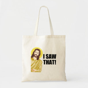 Lustiges Jesus-Meme-Zitat, ich sah, dass Jesus  Tragetasche