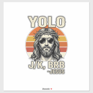 Lustiges Jesus Vintage-Sonnenuntergang-Gravur-Zita Aufkleber