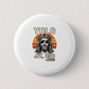 Lustiges Jesus Vintage-Sonnenuntergang-Gravur-Zita Button