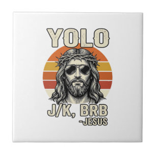 Lustiges Jesus Vintage-Sonnenuntergang-Gravur-Zita Fliese