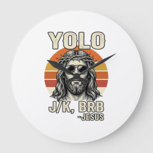 Lustiges Jesus Vintage-Sonnenuntergang-Gravur-Zita Große Wanduhr