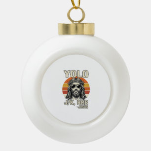 Lustiges Jesus Vintage-Sonnenuntergang-Gravur-Zita Keramik Kugel-Ornament