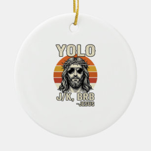 Lustiges Jesus Vintage-Sonnenuntergang-Gravur-Zita Keramik Ornament