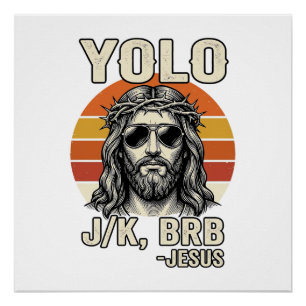 Lustiges Jesus Vintage-Sonnenuntergang-Gravur-Zita Poster