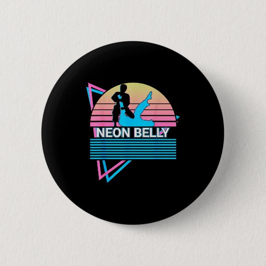 Lustiges Jiu Jitsu Bjj Retro-Neon-Bauch Button (Vorderseite)
