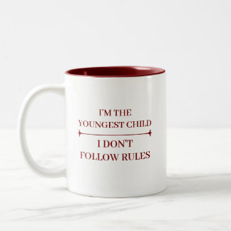 LUSTIGES JÜNGSTES KIND COOLE ZITATE INDIVIDUELLER ZWEIFARBIGE TASSE