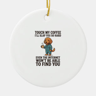Lustiges Kaffee-Hund Vintage Gravur Shirt Design_1 Keramik Ornament