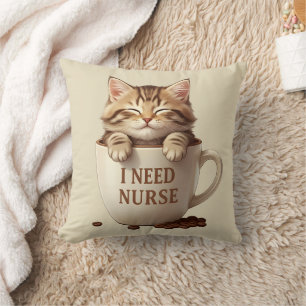 Lustiges Kaffee-Katzen-Kissen-Geschenk für Kranken Kissen