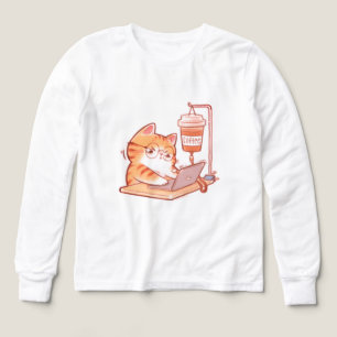 Lustiges Kaffeekatzen-Shirt, süße überarbeitete Pr