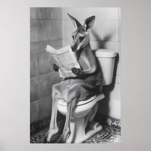 Lustiges Känguru-Badezimmer-Druck, Skurriles Tier Poster