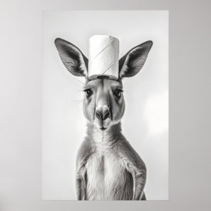 Lustiges Känguru-Badezimmer-Kunstposter, Toiletten Poster