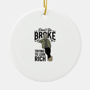 Lustiges kaputtes aber reiches Vibes Vintage-Hund- Keramik Ornament