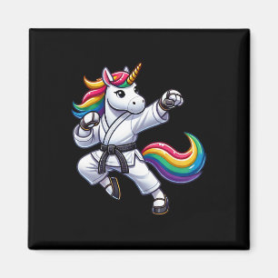 Lustiges Karate-Einhorn Schwarzgürtel Athlet Junge Magnet
