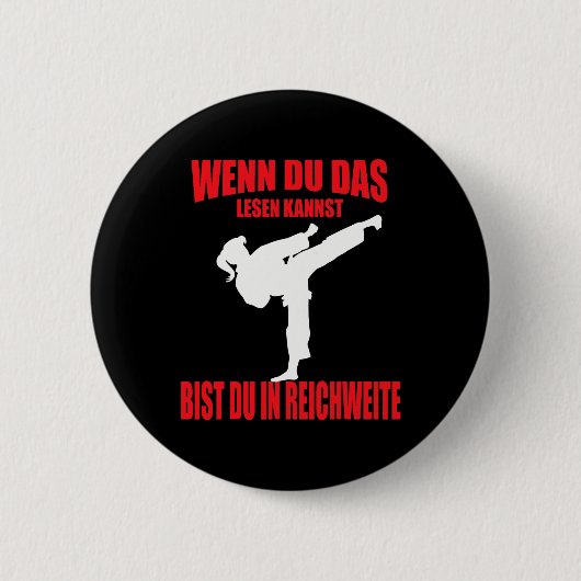 Lustiges Karate-Kickboxen-Taekwondo-Mädchen  Button (Vorderseite)