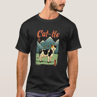 Lustiges Kat-tle-Katze-Kuh-Hybrid-Design T-Shirt