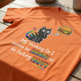 Lustiges Katze Burger T-Shirt | Dünn oder Glücklic