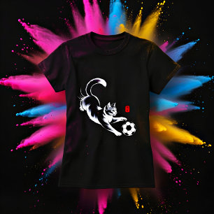 Lustiges Katze-Fußball-T-Shirt für Frauen T-Shirt