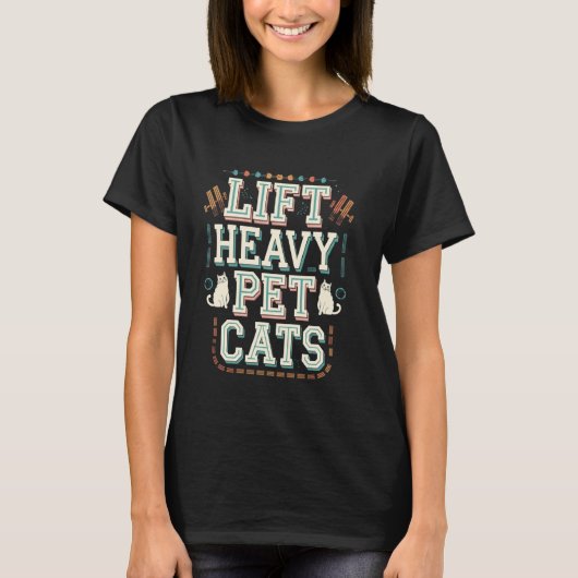 Lustiges Katze-Hanteltraining T-Shirt (Vorderseite)