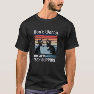 Lustiges Katze-Tech-Support-Shirt Retro-Computer-H T-Shirt